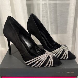 Vince Camuto Black Heels with Silver Embellishments